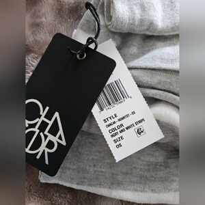 Chaser Gray and White Striped Scarf